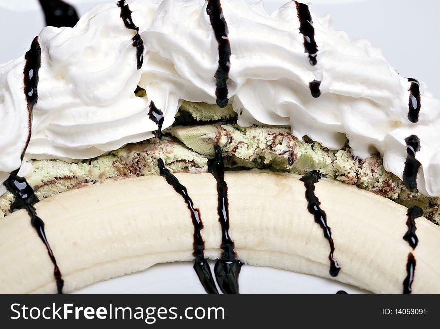 Banana split, sweet and delicious