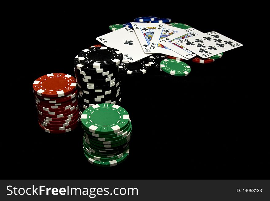 Royal flush woning chips, casino play