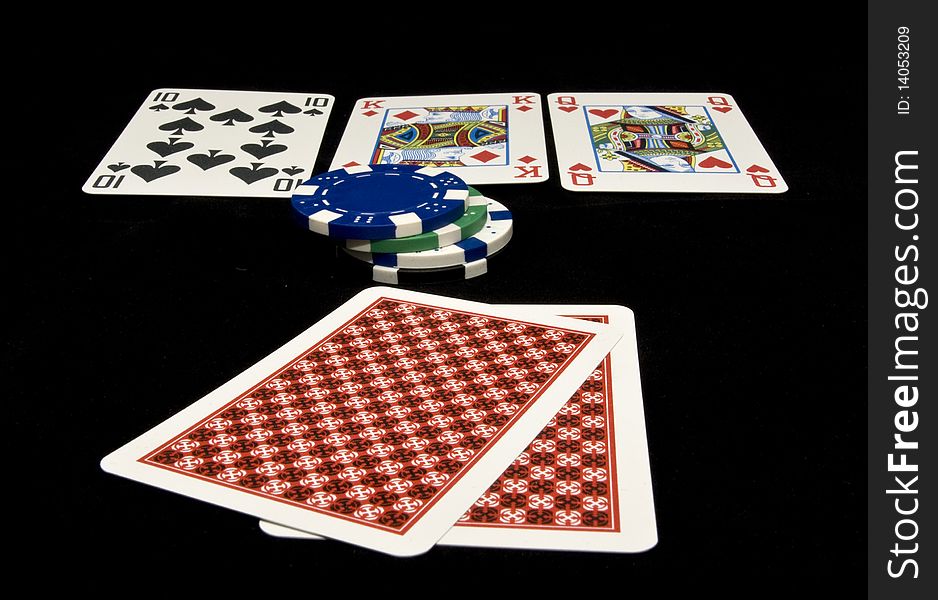 Holdem cards on the poker table. Holdem cards on the poker table