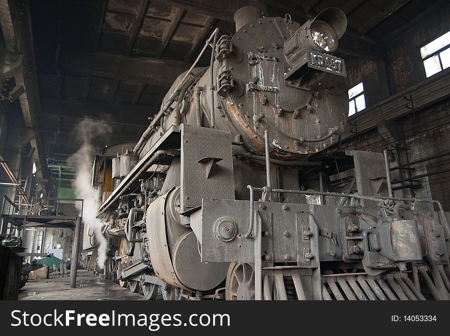 The old-fashioned steam locomotive