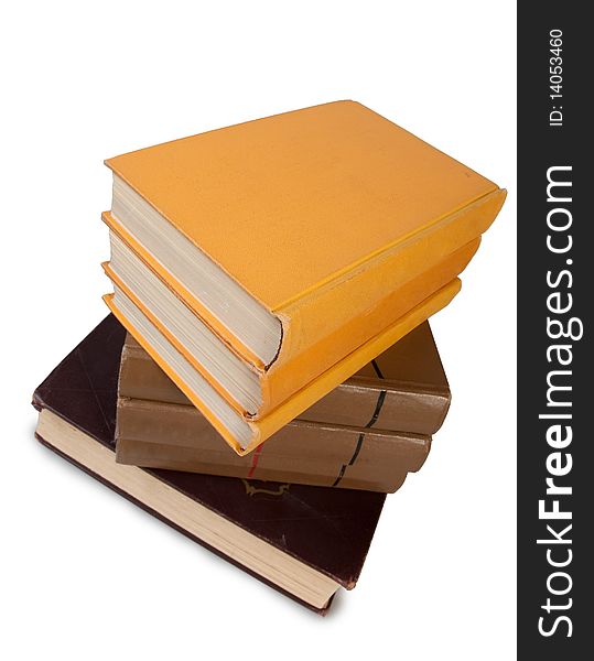 Stack of books isolated on the white background