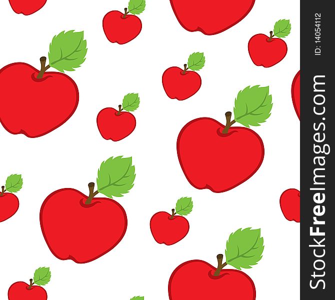 Vector seamless background with red apples. Vector seamless background with red apples.