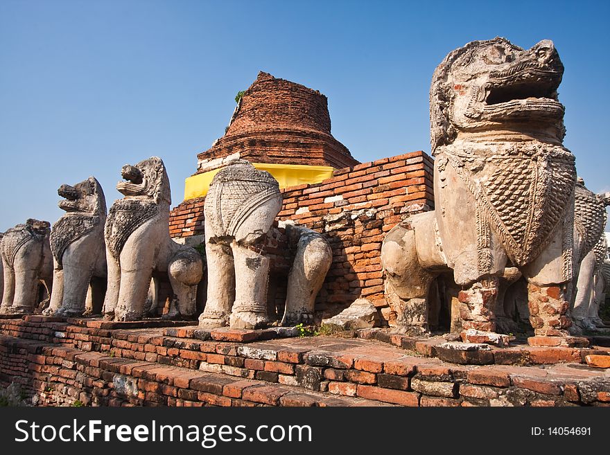 Ruin of Wat Thammikarat, Ayutthaya, Thailand