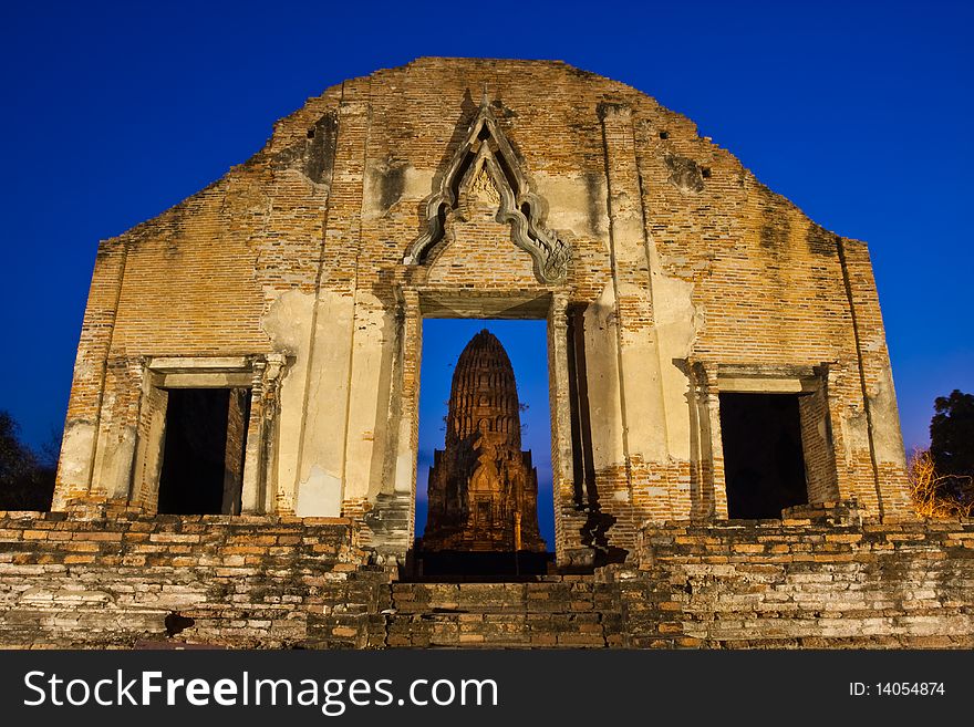Ruin of Wat Ratburana, Ayutthaya, Thailand