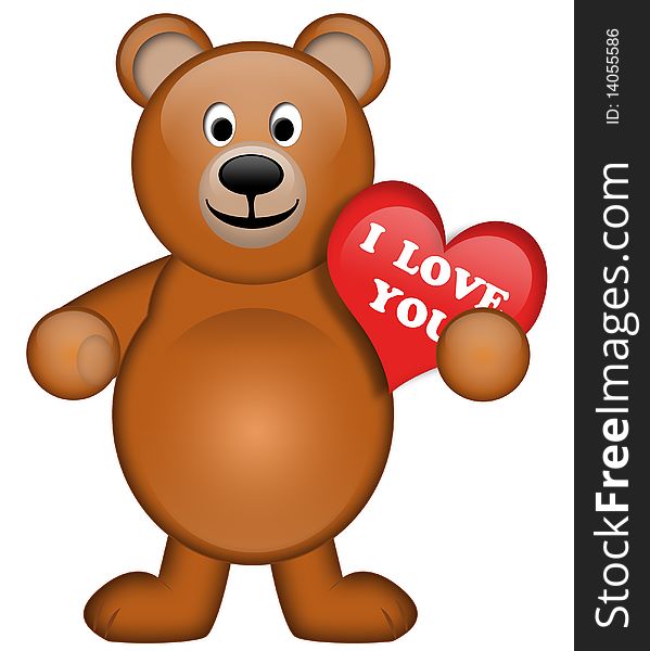 A brown bear with heart