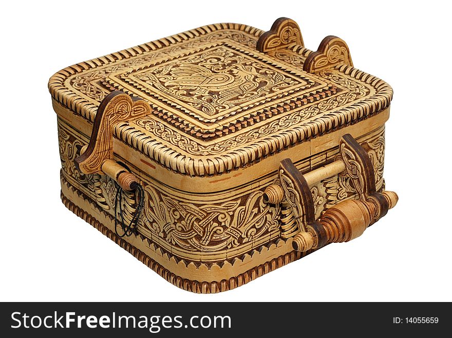 Carved casket from a birch bark