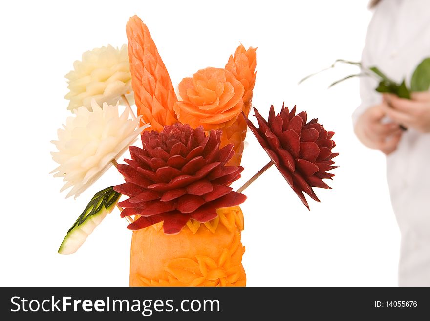 Flowers from vegetables - composition isolated on white