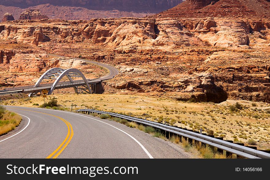 Scenic high way through Glen canyon recreation area