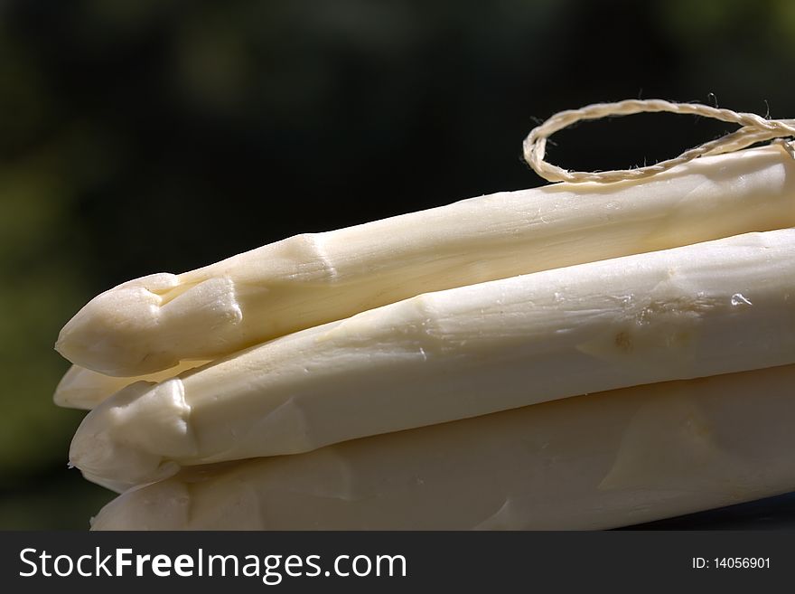 Close up,a pile of white asparagus .