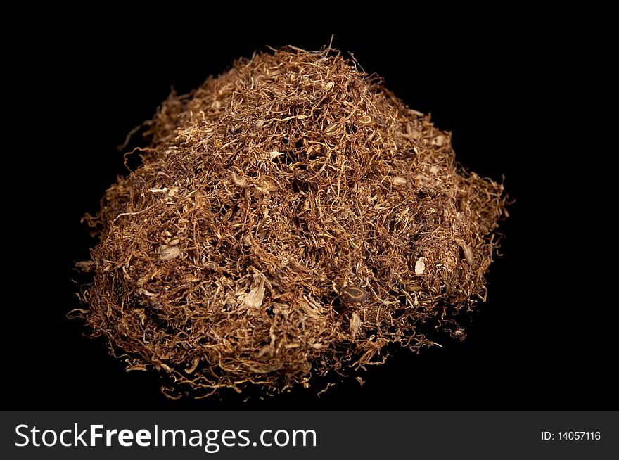 Rolling snuff with black background and isolated