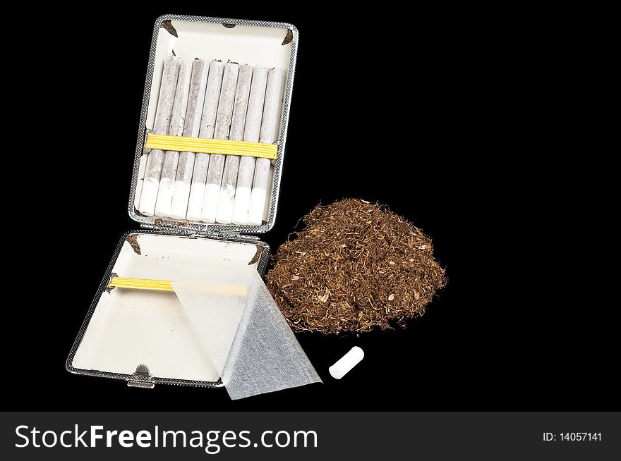 Rolling snuff with black background and isolated