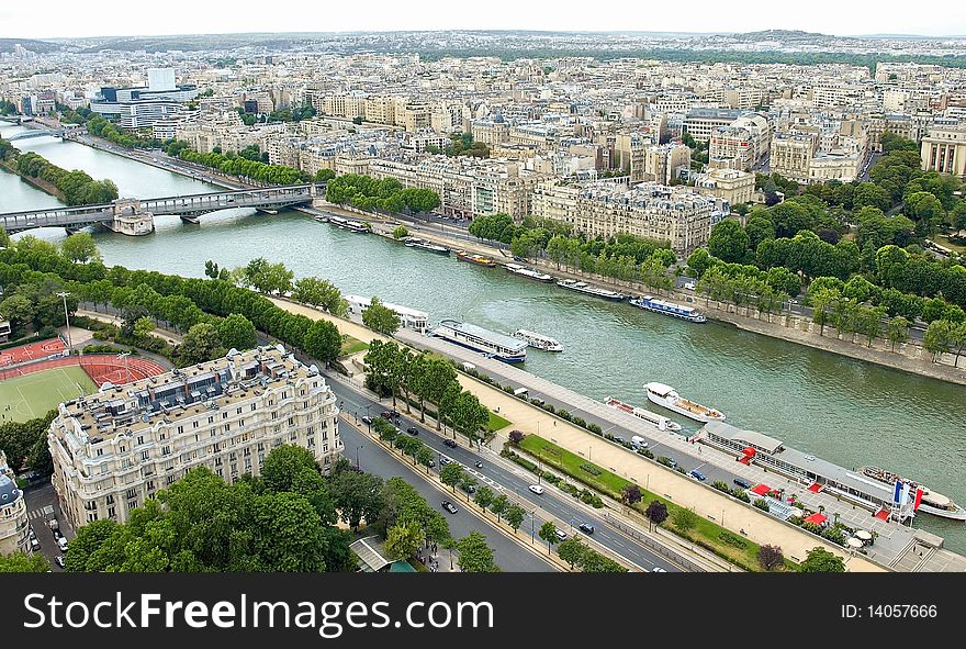 Aerial view of Paris with the Eiffel tower. Aerial view of Paris with the Eiffel tower
