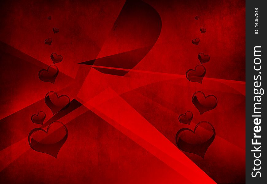 Various size heart shapes on red background. Various size heart shapes on red background