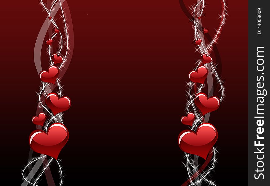 Various size heart shapes on red background. Various size heart shapes on red background