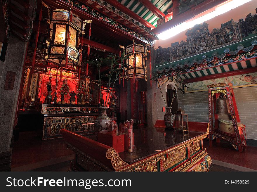 The classic chinese temple with anterns