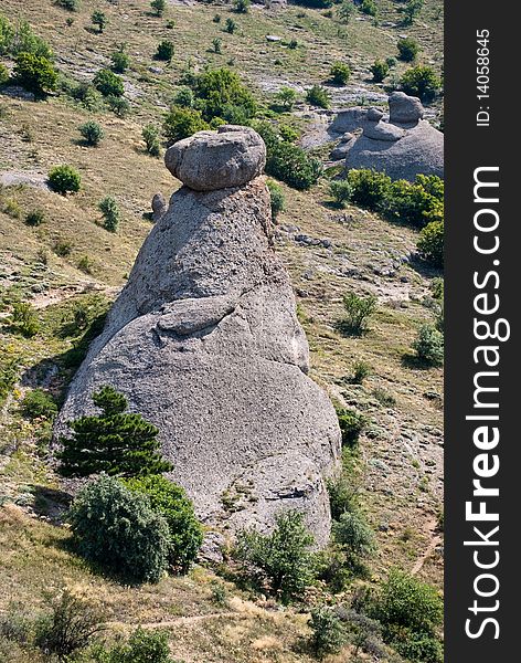 Small rock in mountains in Crimia