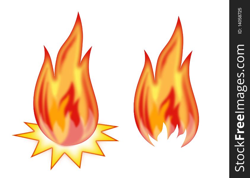 Illustration of two fires on a white background. Illustration of two fires on a white background
