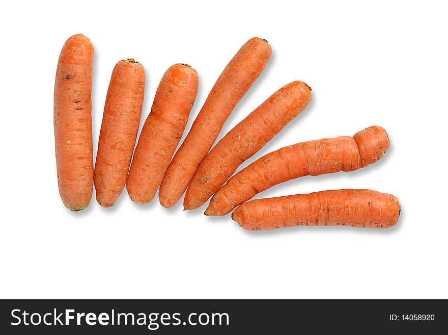 Few carrots isolated on white background with clipping path