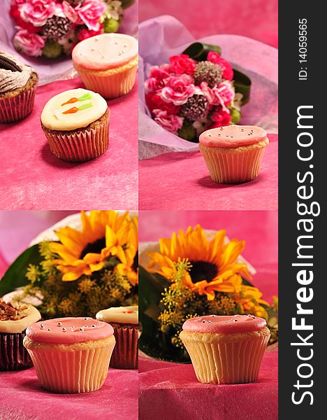 Collection Of CupCakes With Flowers