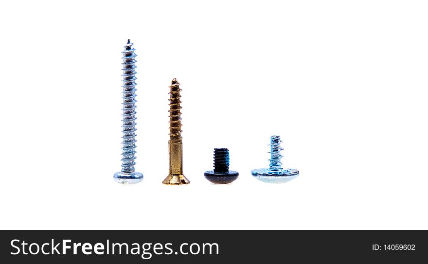 Different kind of screws isolated on white. Different kind of screws isolated on white