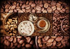 Traditional Turkish Coffee Collage Photo. Hot Drink Royalty Free Stock Images