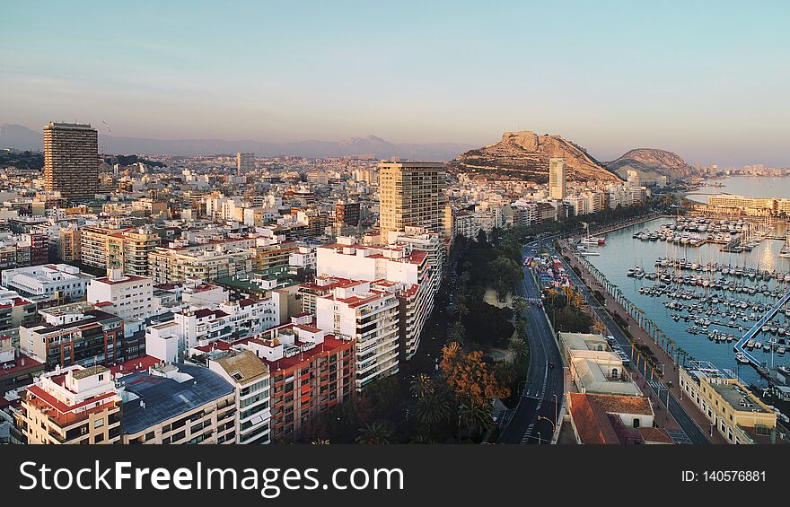 Aerial photo Alicante cityscape. Costa Blanca, Spain