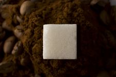 Sugar Cube, Lying On The Coffee Stock Photos