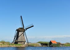 Windmill Landscape At Kinderdijk The Netherlands Stock Photo
