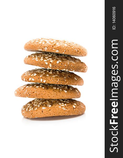 A stack of Chocolate Chip Cookies isolated on a white background