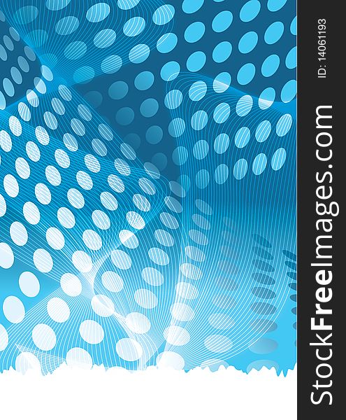 Fresh blue presentation background on portrait with wavy circle pattern and smooth lines with white bottom design. Fresh blue presentation background on portrait with wavy circle pattern and smooth lines with white bottom design