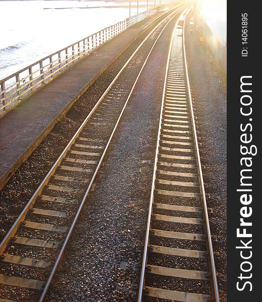 Railway tracks photographed at Dawlish in Devon