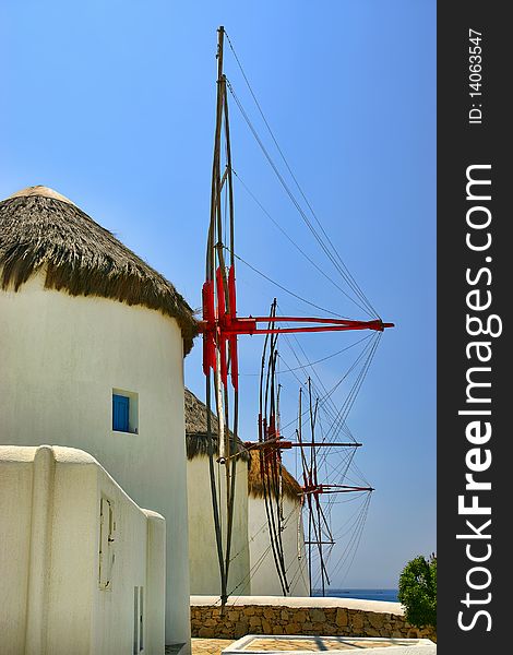 Windmills at the town of Mykonos Island, Greece. Windmills at the town of Mykonos Island, Greece
