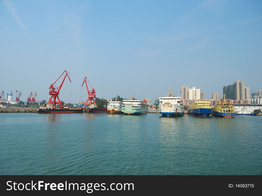 China, the port of Haikou City, Hainan Province landscape