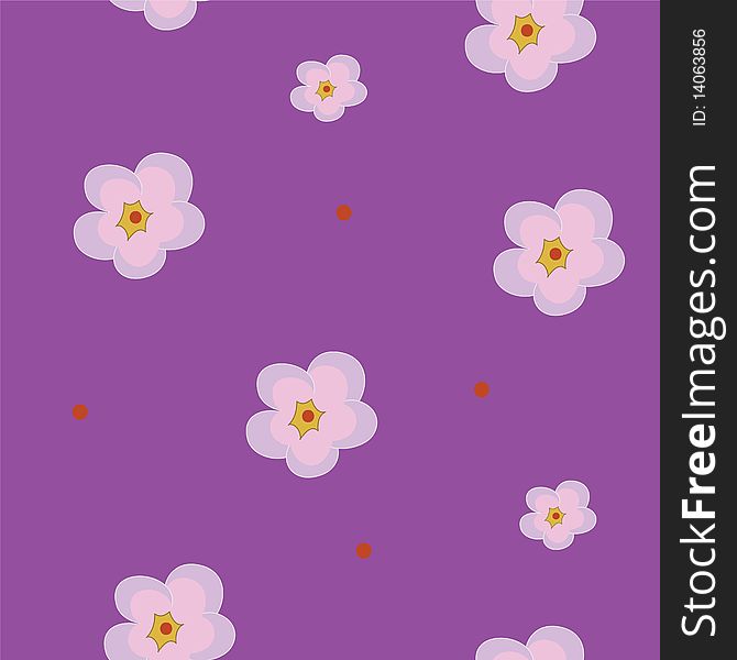 Violet Seamless Pattern With  Flower