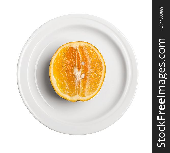 Orange on white plate