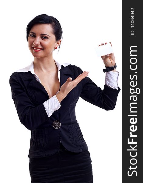 Businesswoman Presenting Card