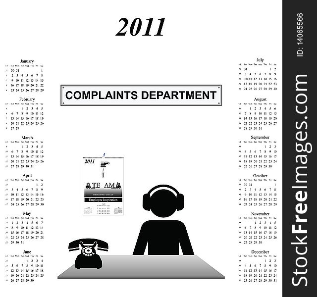 2011 calendar with worker in company complaints department
