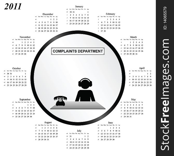 2011 calendar with worker in company complaints department