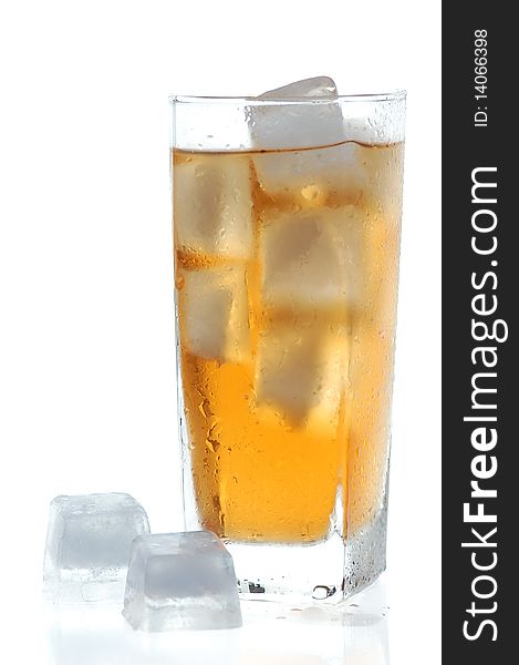 Tea with ice in glass. Tea with ice in glass
