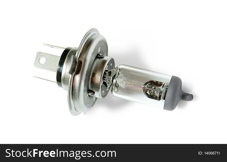 Automobile light bulb isolated on white  with clipping path. Automobile light bulb isolated on white  with clipping path