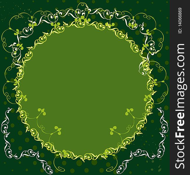 Decorative green vector background with ornament. Decorative green vector background with ornament