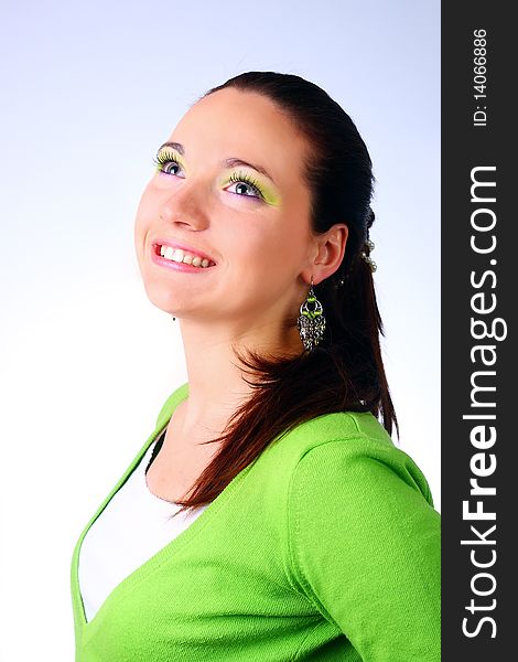 Happy woman smiling portrait isolated over a white background