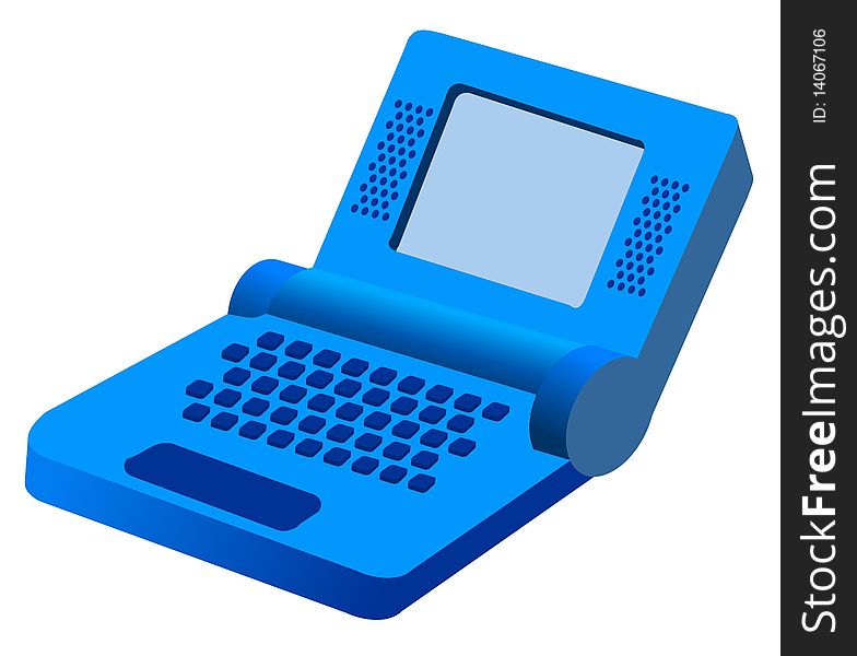 Vector colored illustration of little laptop