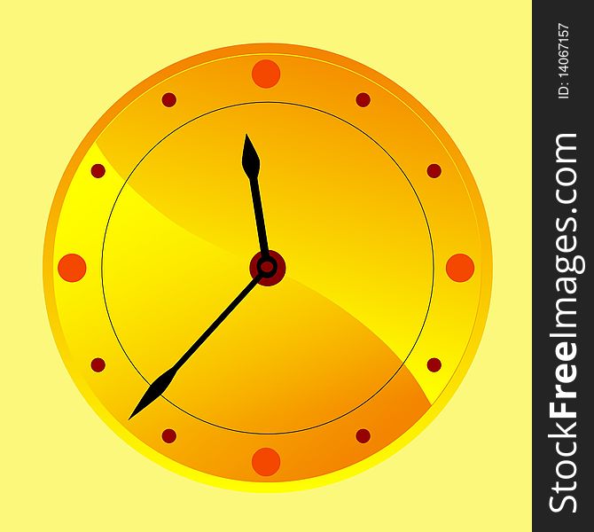 Vector colored illustration of golden clock