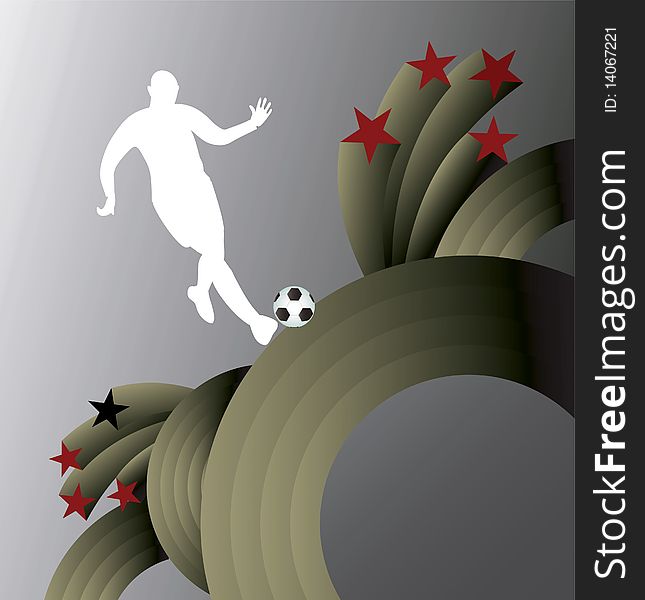 Abstract soccer background with footballer silhouette. Abstract soccer background with footballer silhouette.