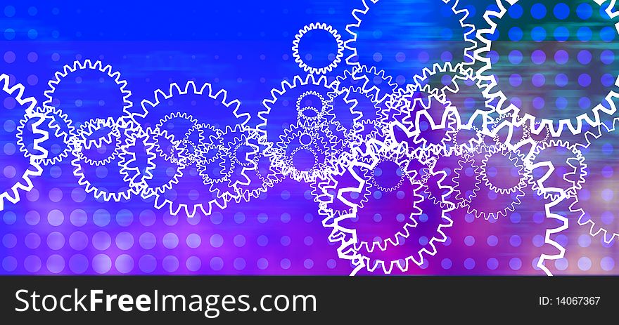 Gear wheels on blue colored background composite. Gear wheels on blue colored background composite