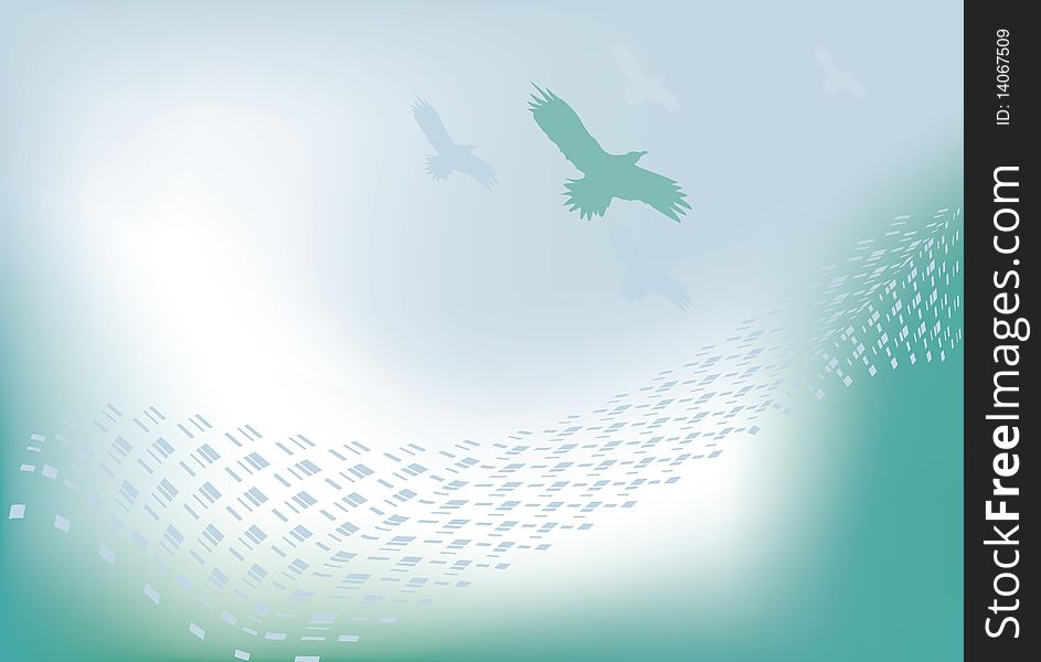 Bird Flying In Blue Background