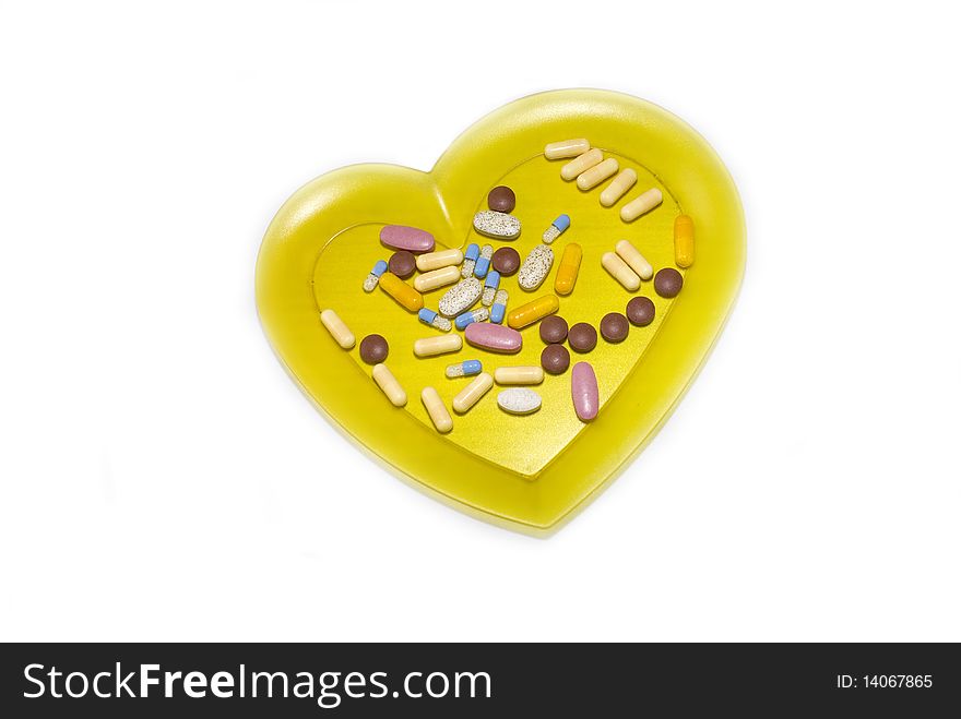 Different types of medicine tray in the shape of the heart. Different types of medicine tray in the shape of the heart.