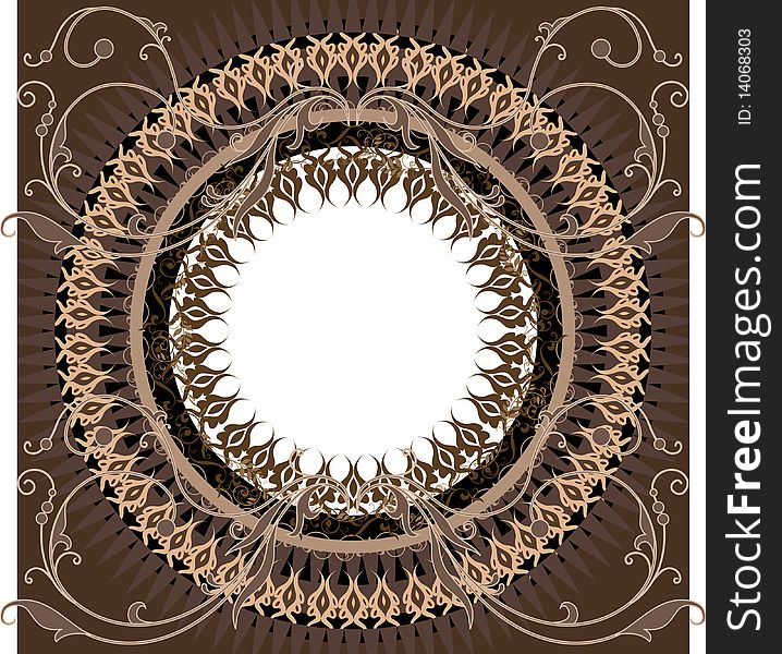 Decorative brown round ornament background. Decorative brown round ornament background