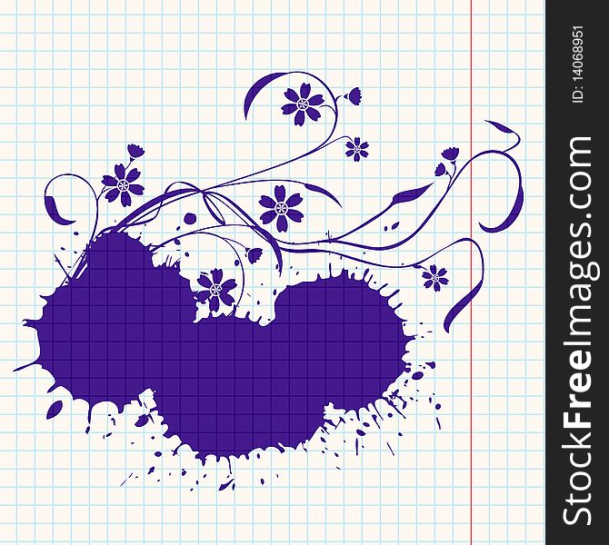 Ink-drawn floral abstract illustration. All objects are layered and grouped separately.